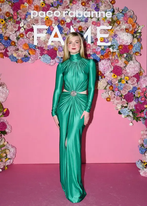 Elle Fanning outfit in Paco Rabanne and Christian Louboutin, 2023