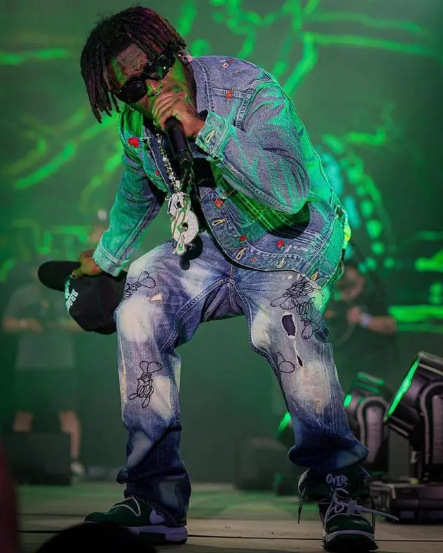 Lil Uzi Vert outfit in Kapital, Goyard, and Rick Owens, 2023