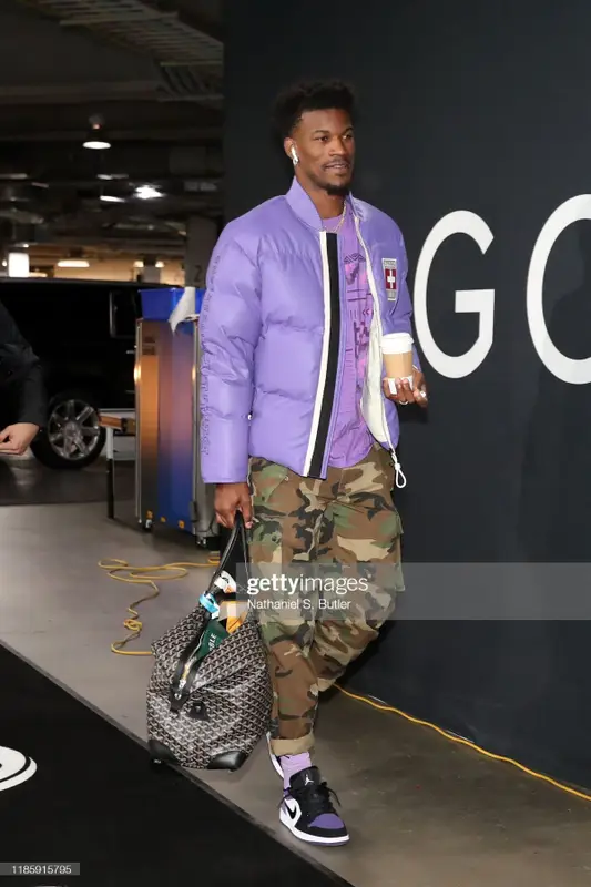 Jimmy Butler outfit in Bally, Nike, and Jordan, 2022