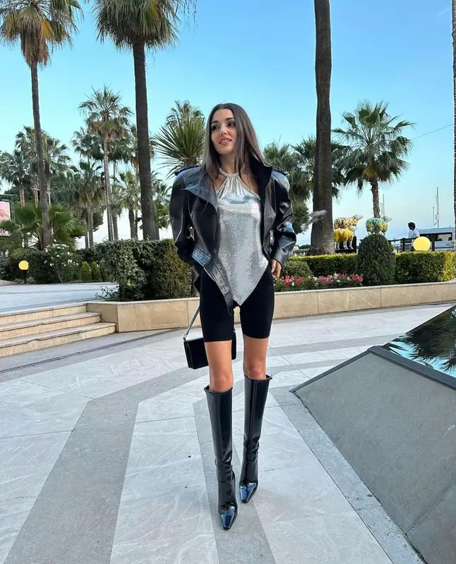Hande Erchel outfit in Saint Laurent, Paco Rabanne, and Zara, 2023