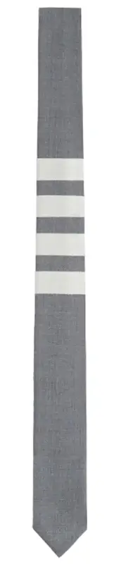 Thom Browne Medium Grey Plain Weave 4-Bar Tie $215