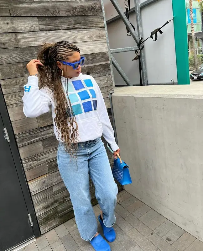 Storm Reid outfit in WNTD Apparel, Goyard, and Marni, 2023