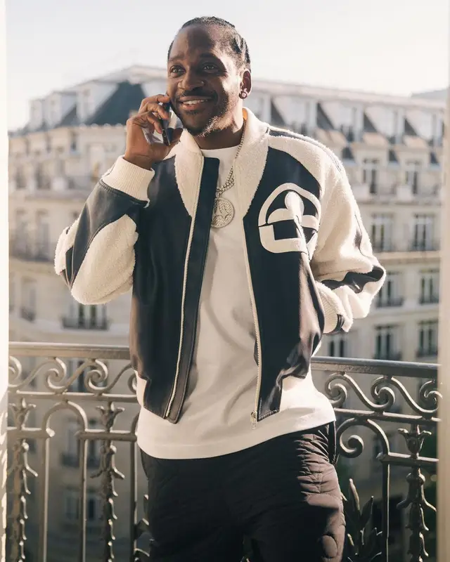 Pusha T outfit in Louis Vuitton and Adidas, 2023