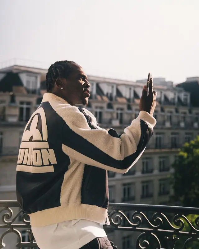 Pusha T outfit in Louis Vuitton and Adidas, 2023