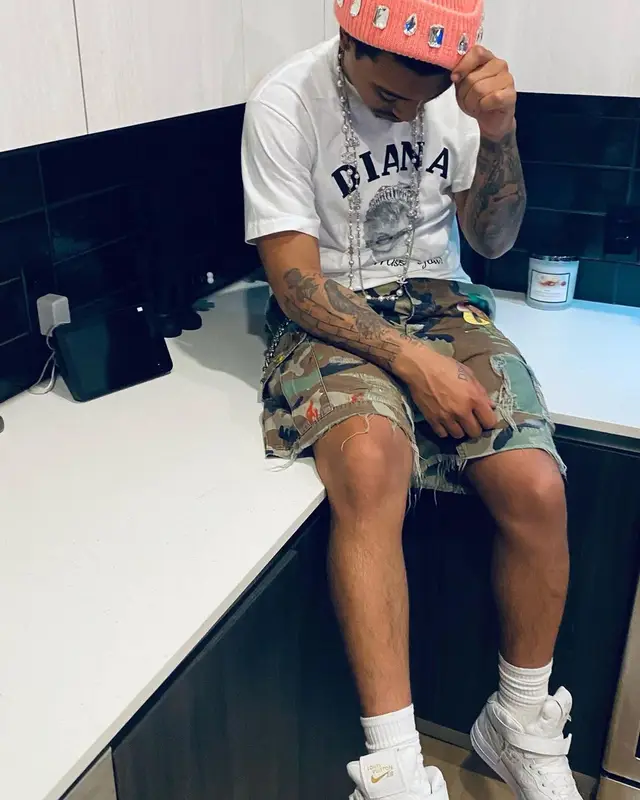 Lil Meech outfit in Gallery Dept., Louis Vuitton, and Nike, 2023