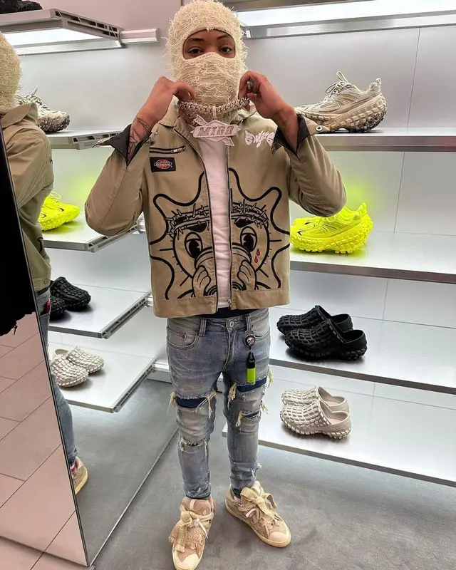 Lil Migo outfit in Glo Gang, Lanvin, and Lemeget, 2023
