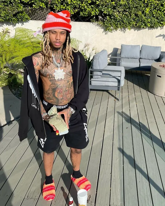 Lil Gnar outfit in Gnarcotic, Marni, and Glo Gang, 2023