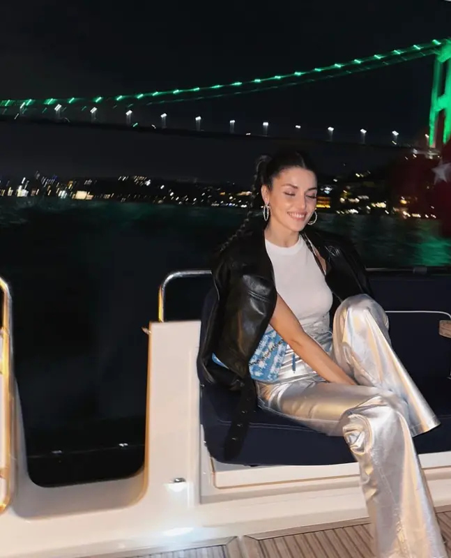 Hande Erchel outfit in Saint Laurent, Zara, and Dolce & Gabbana, 2023