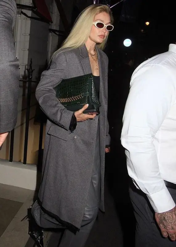Gigi Hadid outfit in Miu Miu, Dmy By Dmy, and Balenciaga, 2023