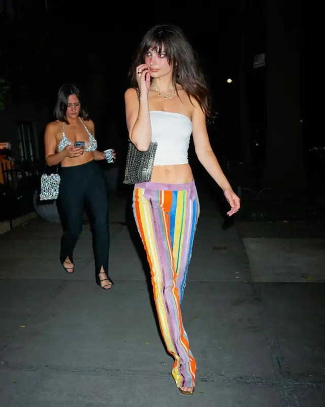 Emily Ratajkowski outfit in Dolce & Gabbana, Paco Rabanne, and Jimmy Choo, 2023