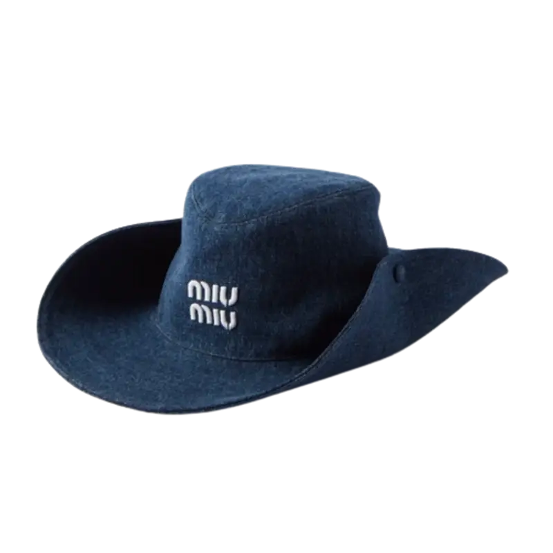 Miu 2024 Miu Denim Hollow Top Hat