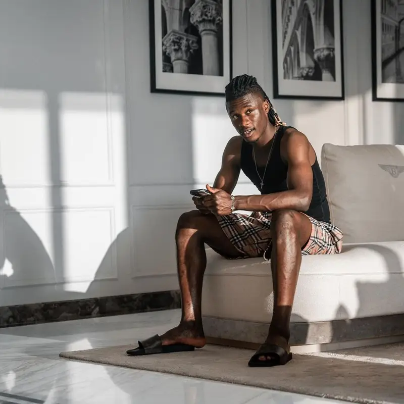 Eduardo Camavinga outfit in Burberry, Goyard, and Louis Vuitton, 2023