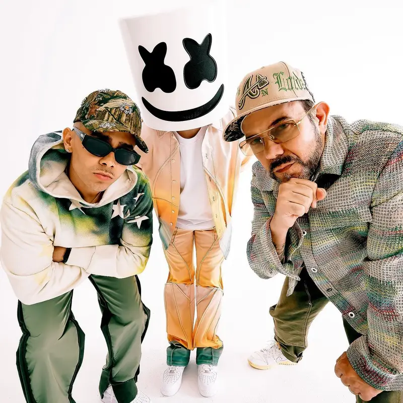 Marshmello outfit in Who Decides War, Nike, and Marshmello Merch, 2023