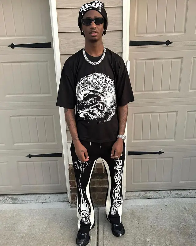 Yung Mal outfit in Merlins Father and Balenciaga, 2023