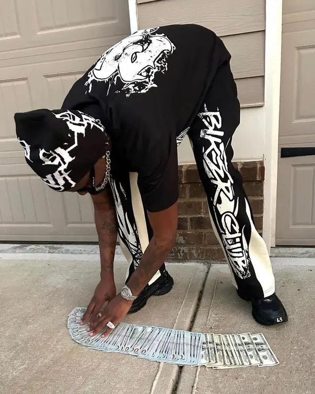 Yung Mal outfit in Merlins Father and Balenciaga, 2023