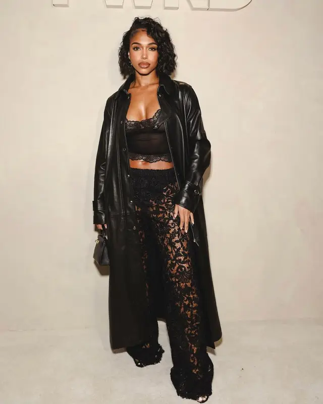 Lori Harvey outfit in Dior, Saint Laurent, and Hermes, 2023