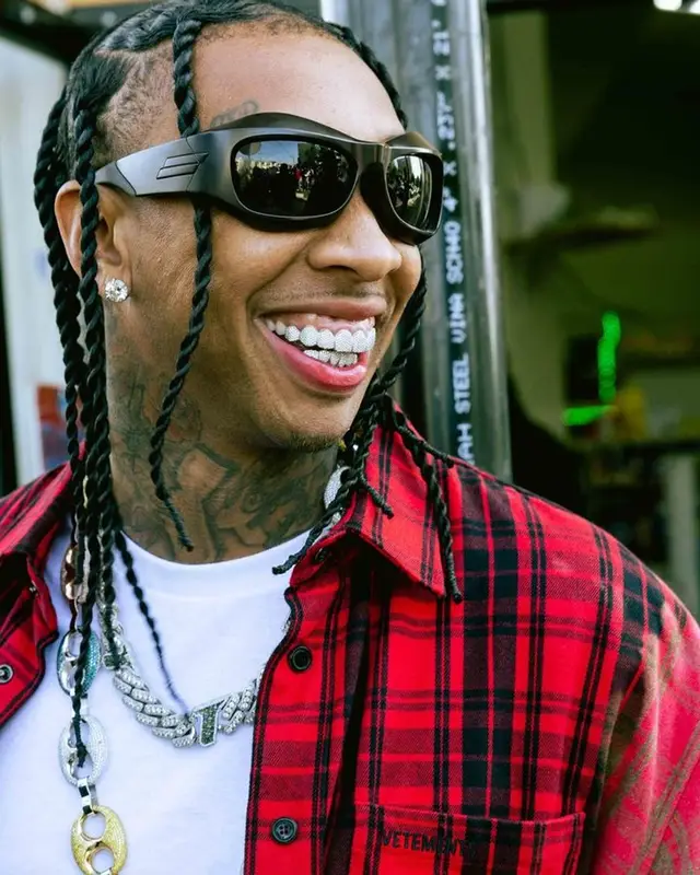 Tyga outfit in Vetements, Timberland, and Bottega Veneta, 2023