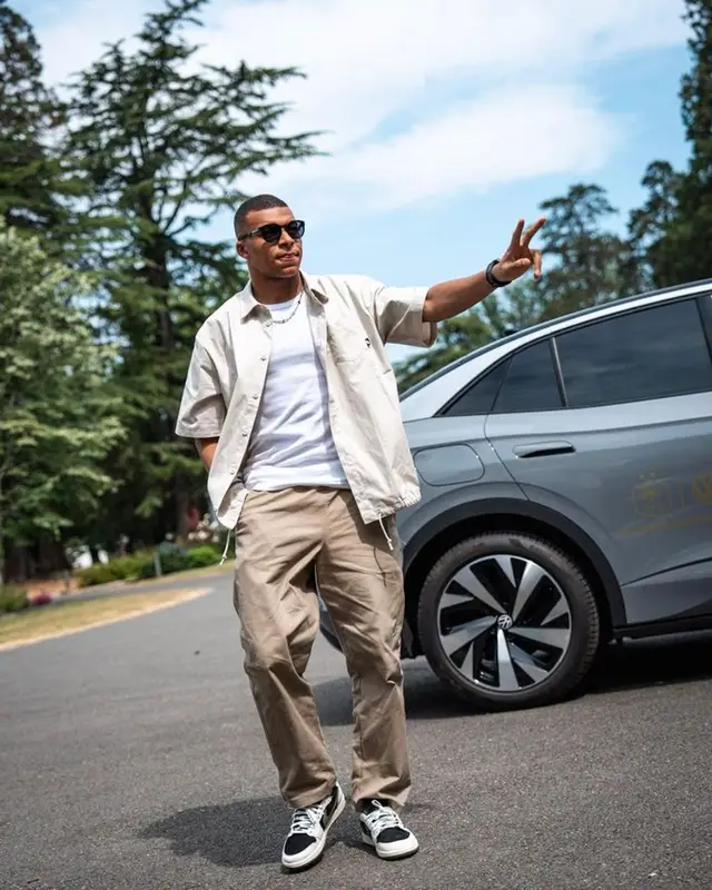 Kylian Mbappe outfit in Nike, Jordan, and Oakley, 2023