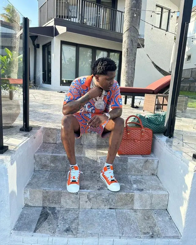 Real Boston Richey outfit in Rhude, Nahmias, and Goyard, 2023