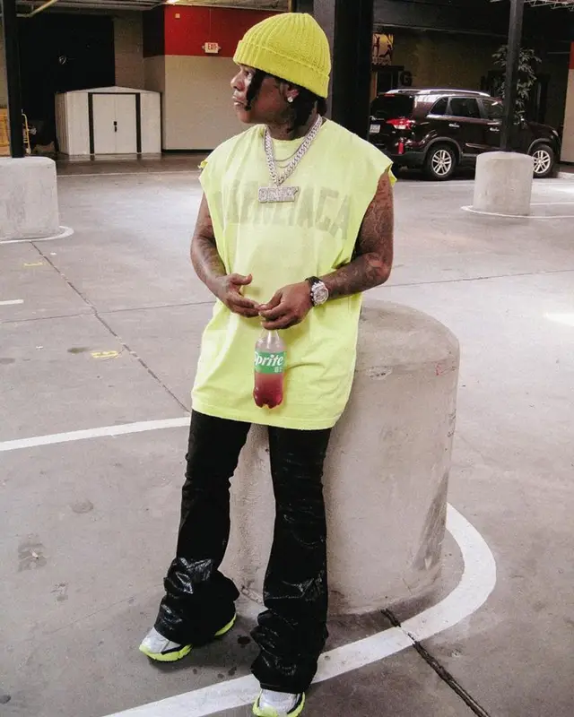 Rylo Rodriguez outfit in Balenciaga and Bottega Veneta, 2023