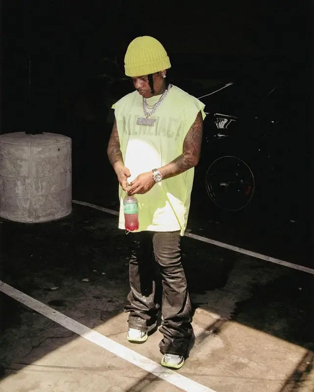 Rylo Rodriguez outfit in Balenciaga and Bottega Veneta, 2023
