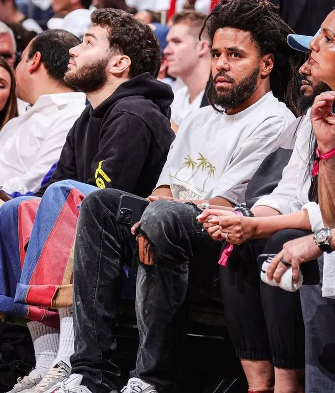 J. Cole outfit in Vetements, Glass Cypress, and Golden Goose, 2023