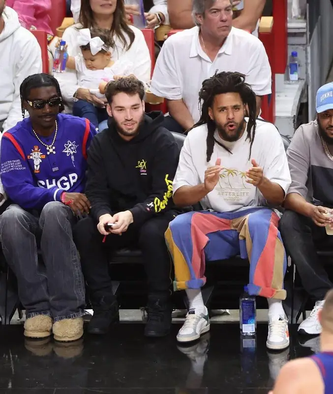 J. Cole outfit in Vetements, Glass Cypress, and Golden Goose, 2023