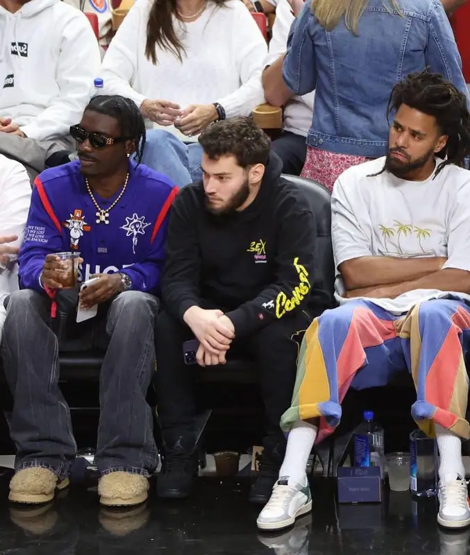 J. Cole outfit in Vetements, Glass Cypress, and Golden Goose, 2023