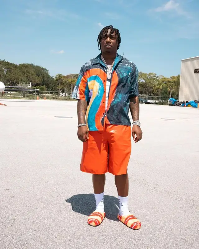 Fredo Bang outfit in Marni, Amiri, and Wes Lang, 2023