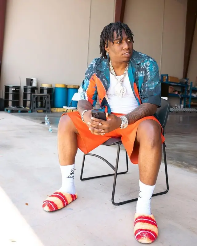 Fredo Bang outfit in Marni, Amiri, and Wes Lang, 2023