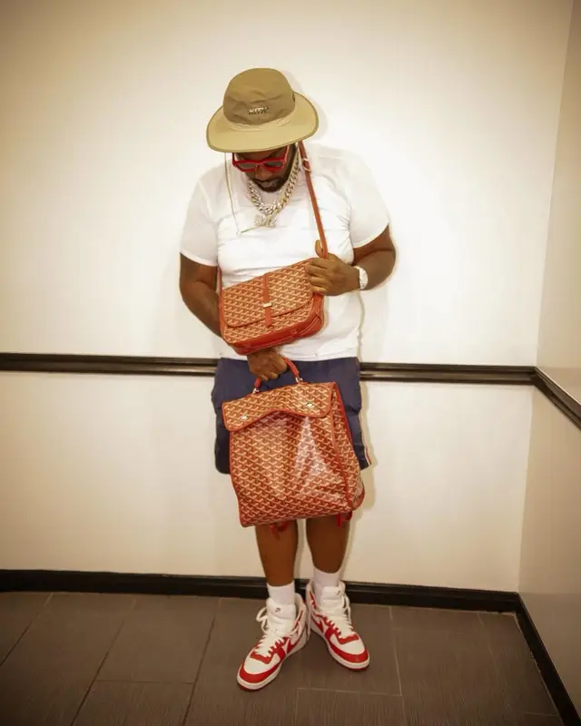 Peezy outfit in Polo Ralph Lauren, Goyard, and Gucci, 2023