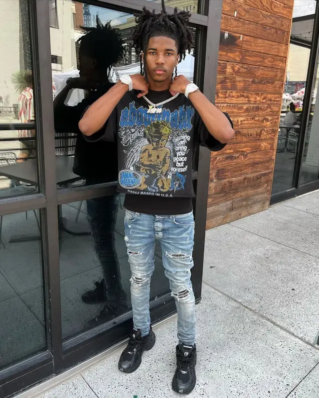 Lil Darius outfit in Amiri and Balenciaga, 2023