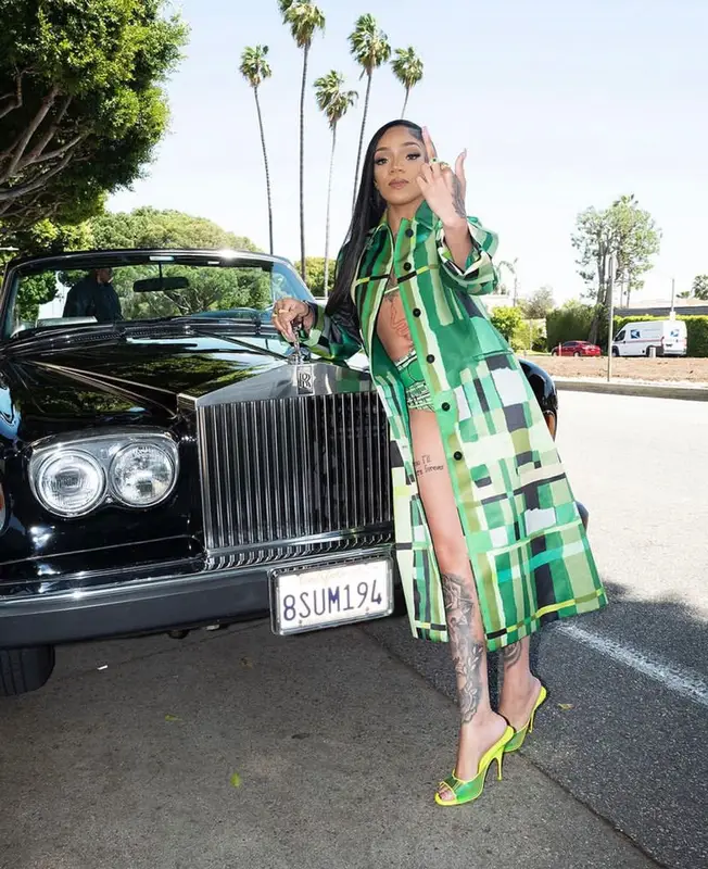 GloRilla outfit in Ferragamo and Christian Louboutin, 2023