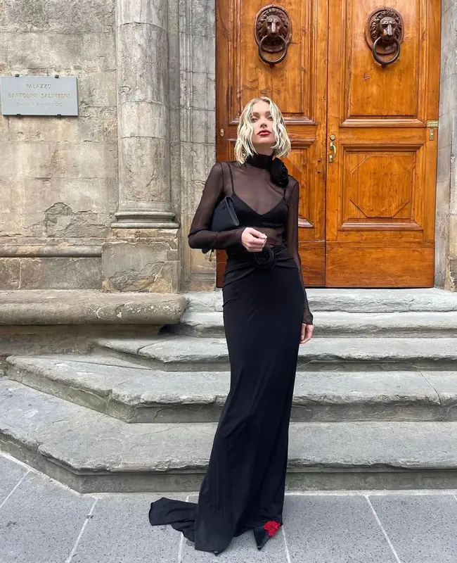 Elsa Hosk outfit in Magda Butrym and Hermes, 2023