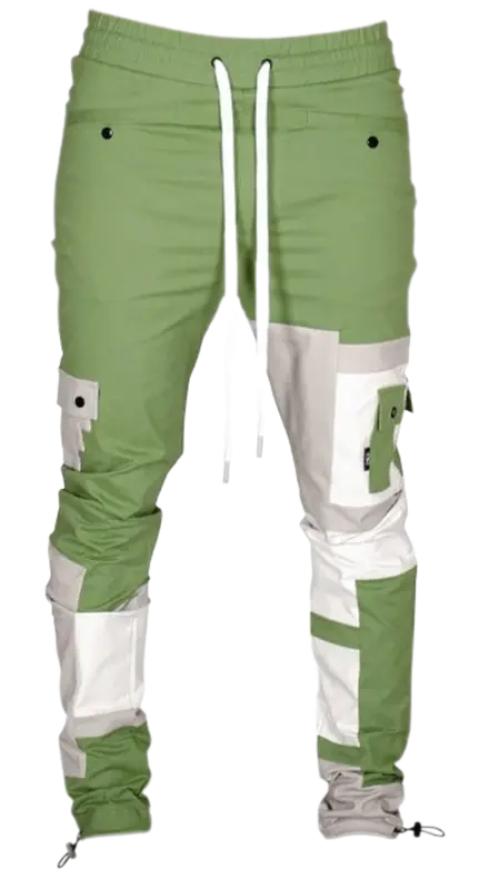 The Hideout Clothing Steps Color Blocking Cargo Joggers Pants $85