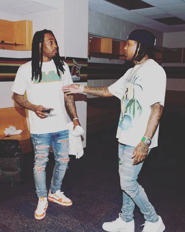 Lil Durk outfit in Amiri, Richard Mille, and New Era, 2023