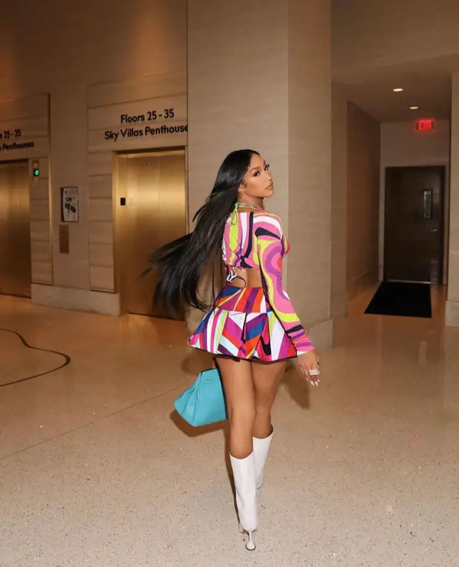 Bia outfit in Emilio Pucci, Amina Muaddi, and Hermes, 2023