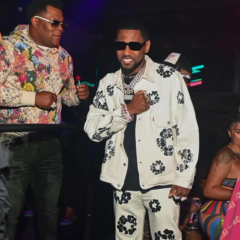 Fabolous outfit in Denim Tears, Jordan, and Retrosuperfuture, 2023