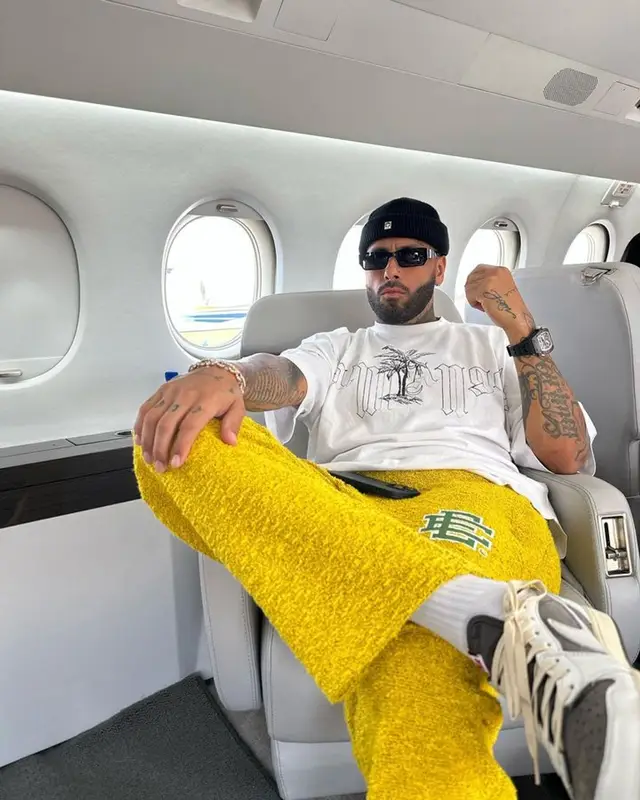 Nicky Jam outfit in Palm Angels, Eric Emanuel, and A BETTER FEELING, 2023