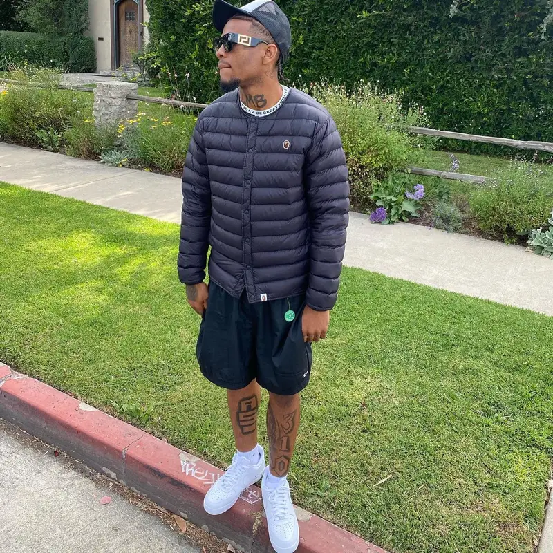 LMB DG outfit in Bape, Champion, and Versace, 2022