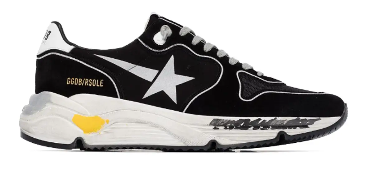 Golden Goose Black And Silver Running Sole Sneakers $564