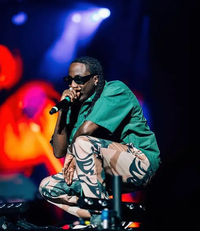K Camp outfit in Tier, Rick Owens, and Akila, 2023