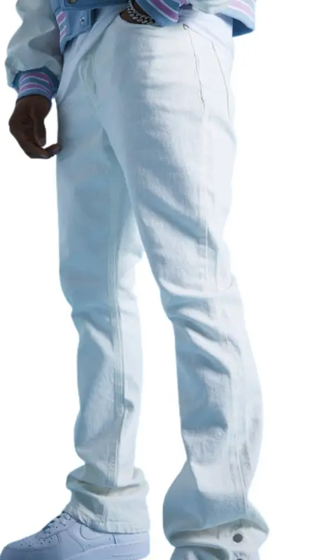 BooHooMan Ecru Slim Rigid Flare Popper Hem Jeans $45