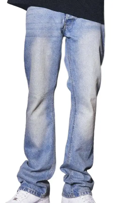 BooHooMan Light Blue Slim Rigid Flare Popper Hem Jeans $45