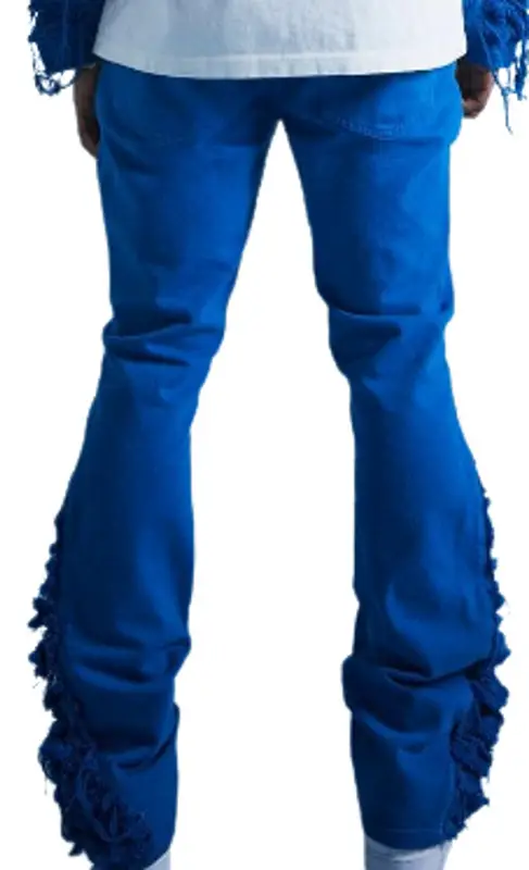 BooHooMan Blue Slim Rigid Flare Extreme Rip Jeans $50