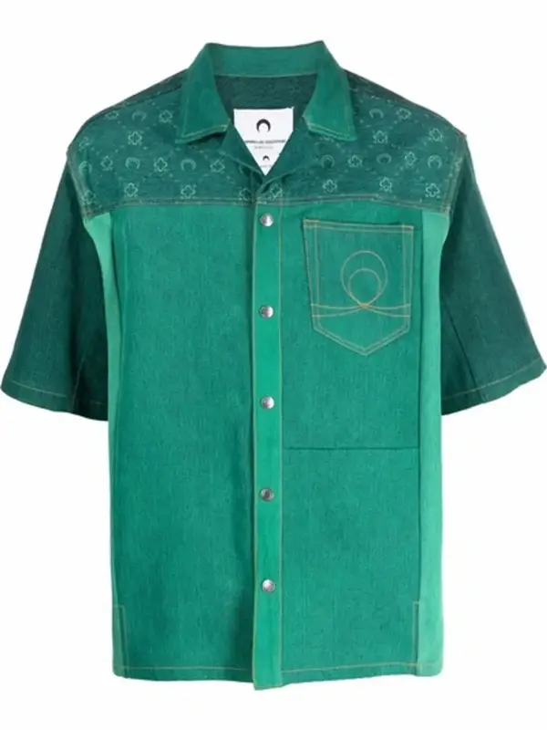 Marine Serre Regenerated Green Denim Moonogram Shirt $776