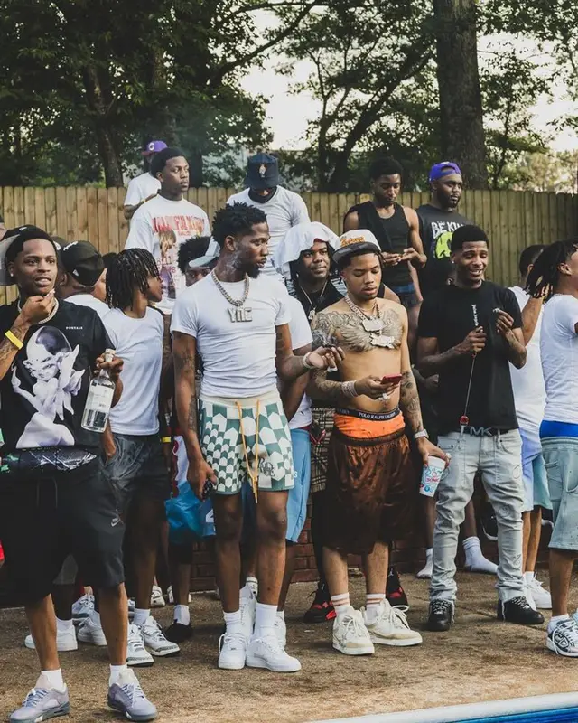 BlocBoy JB outfit in Polo Ralph Lauren, Rhude, and Nike, 2023