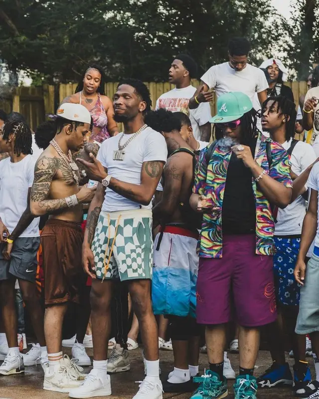 BlocBoy JB outfit in Polo Ralph Lauren, Rhude, and Nike, 2023