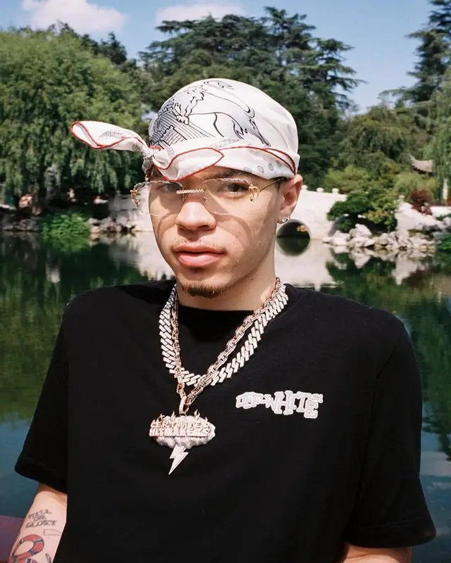 Lil Mosey outfit in Off-White, Destroy The Box, and Nike, 2023