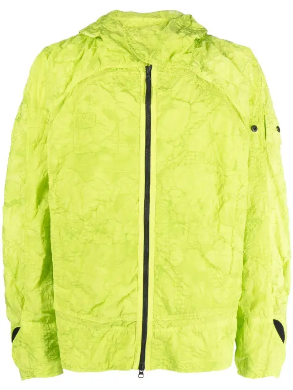 Stone Island Crinkle-finish Hooded Jacket In Green $1570